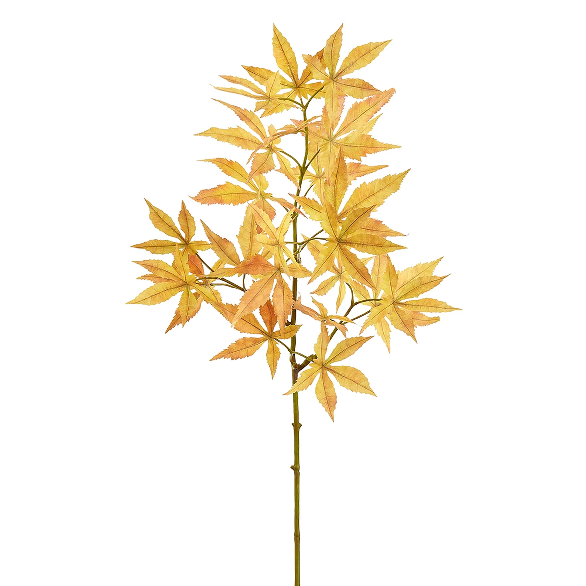 27" Artificial Japanese Maple Leaf Stem -Mustard/Brown (Pack of 12)