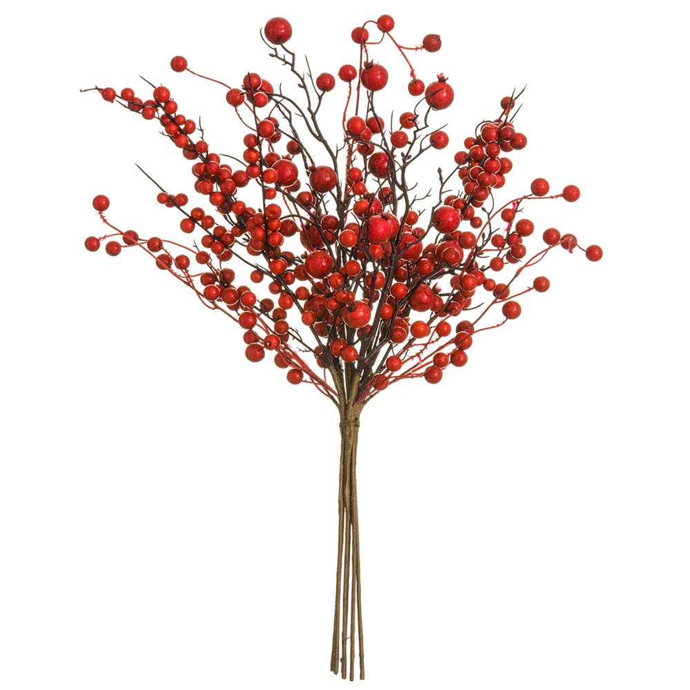 27" Artificial Rosehip & Berry Stem Bouquet Bundle -Red (Pack of 6)