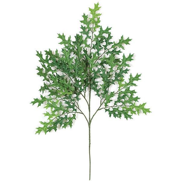 27" Artificial Small Pin Oak Branch Stem -Green (Pack of 24)