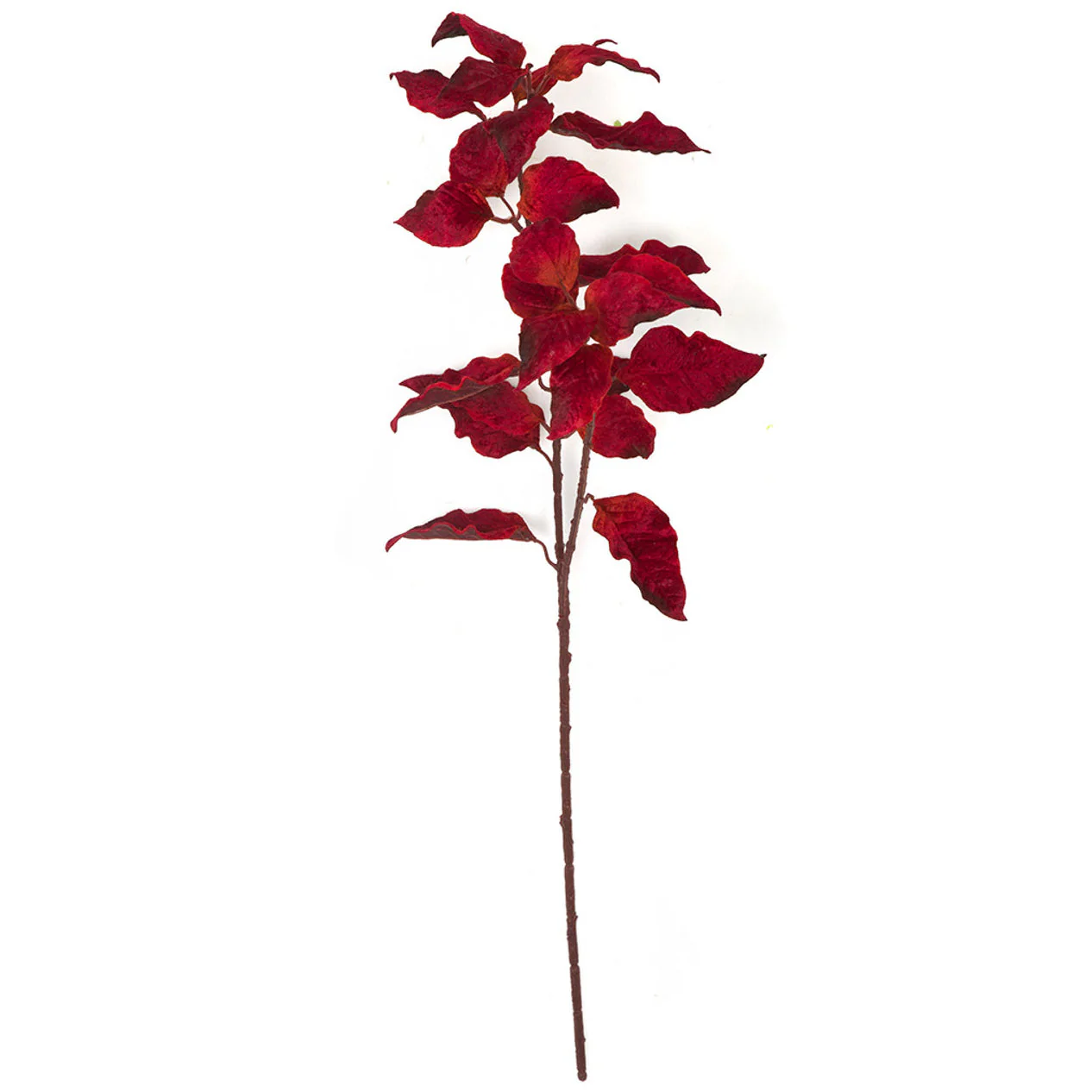 27" Artificial Velvet Snow Berry Leaf Stem -Red/Black (Pack of 12)