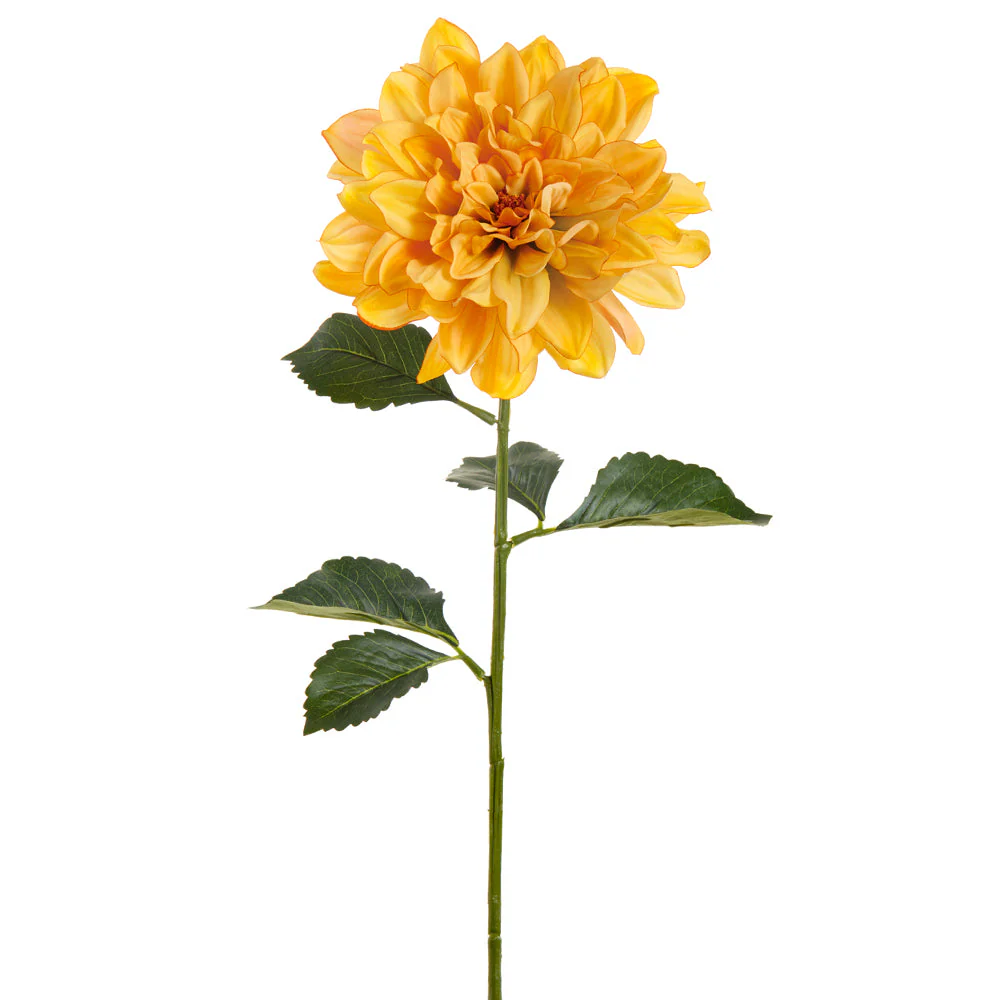 27" Dahlia Silk Flower Stem -Yellow (Pack of 12)