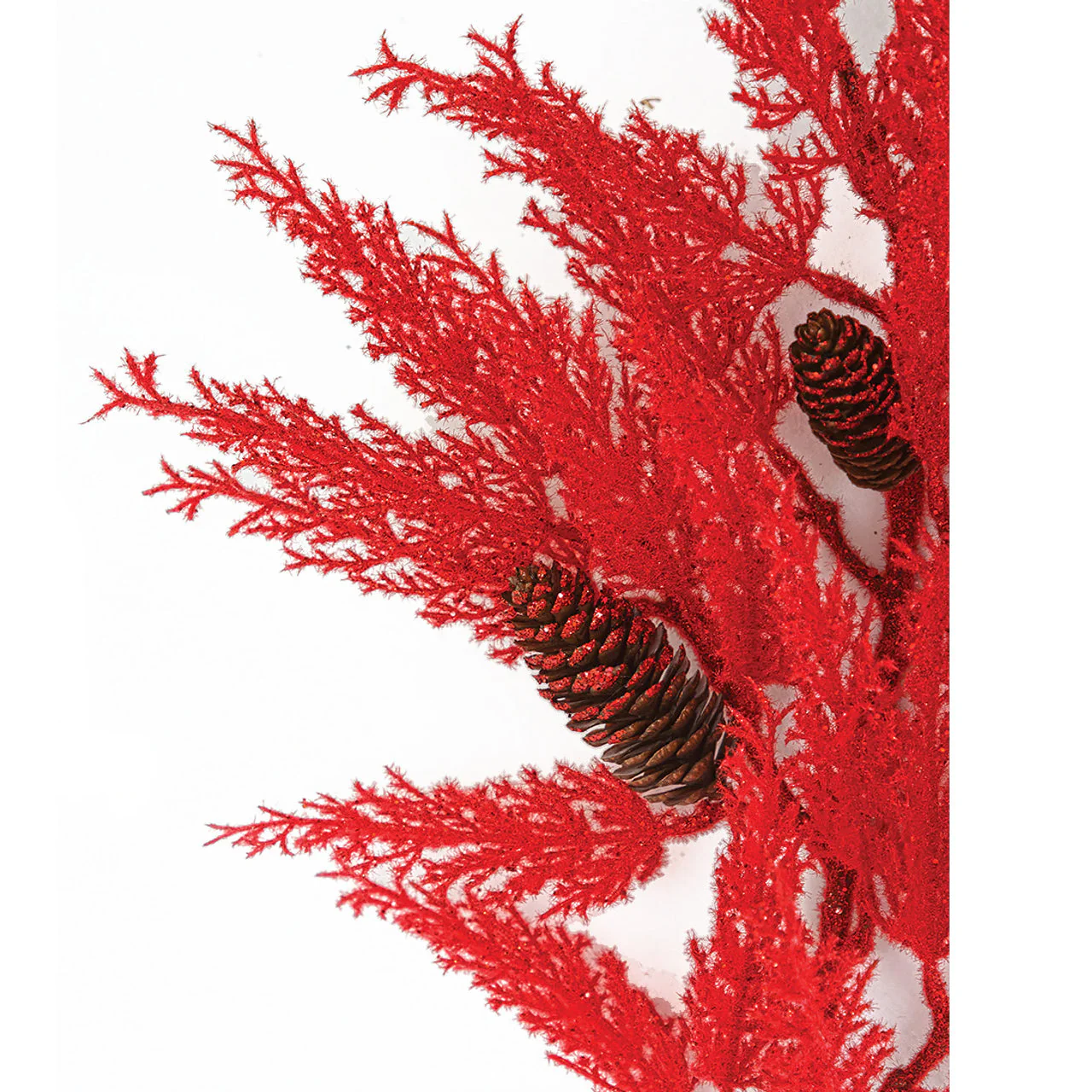 27" Glittered Artificial Cypress Pine Stem -Red (Pack of 12) - Image 2