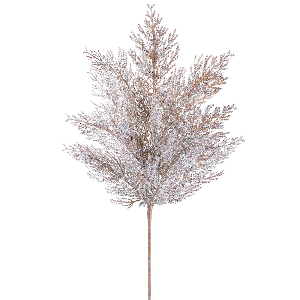 27" Glittered Artificial Pine Stem -Champagne (Pack of 12)