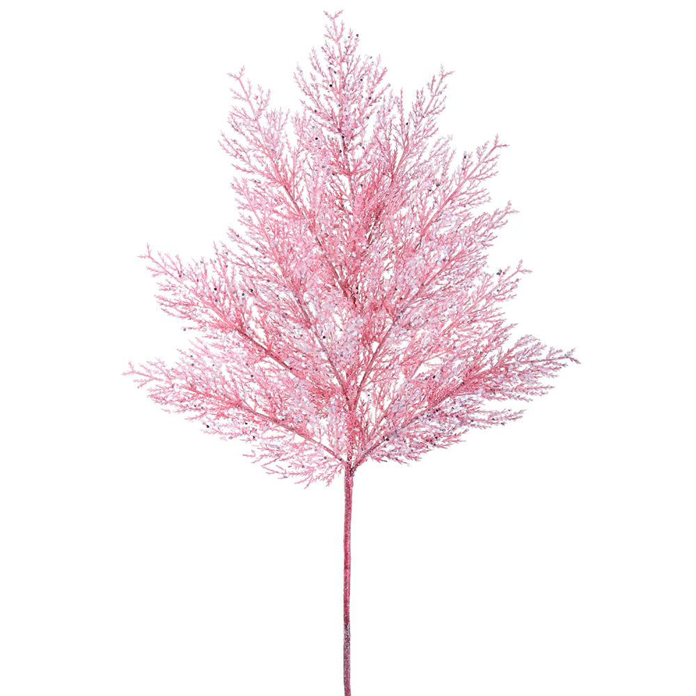 27" Glittered Artificial Pine Stem -Pink (Pack of 12)