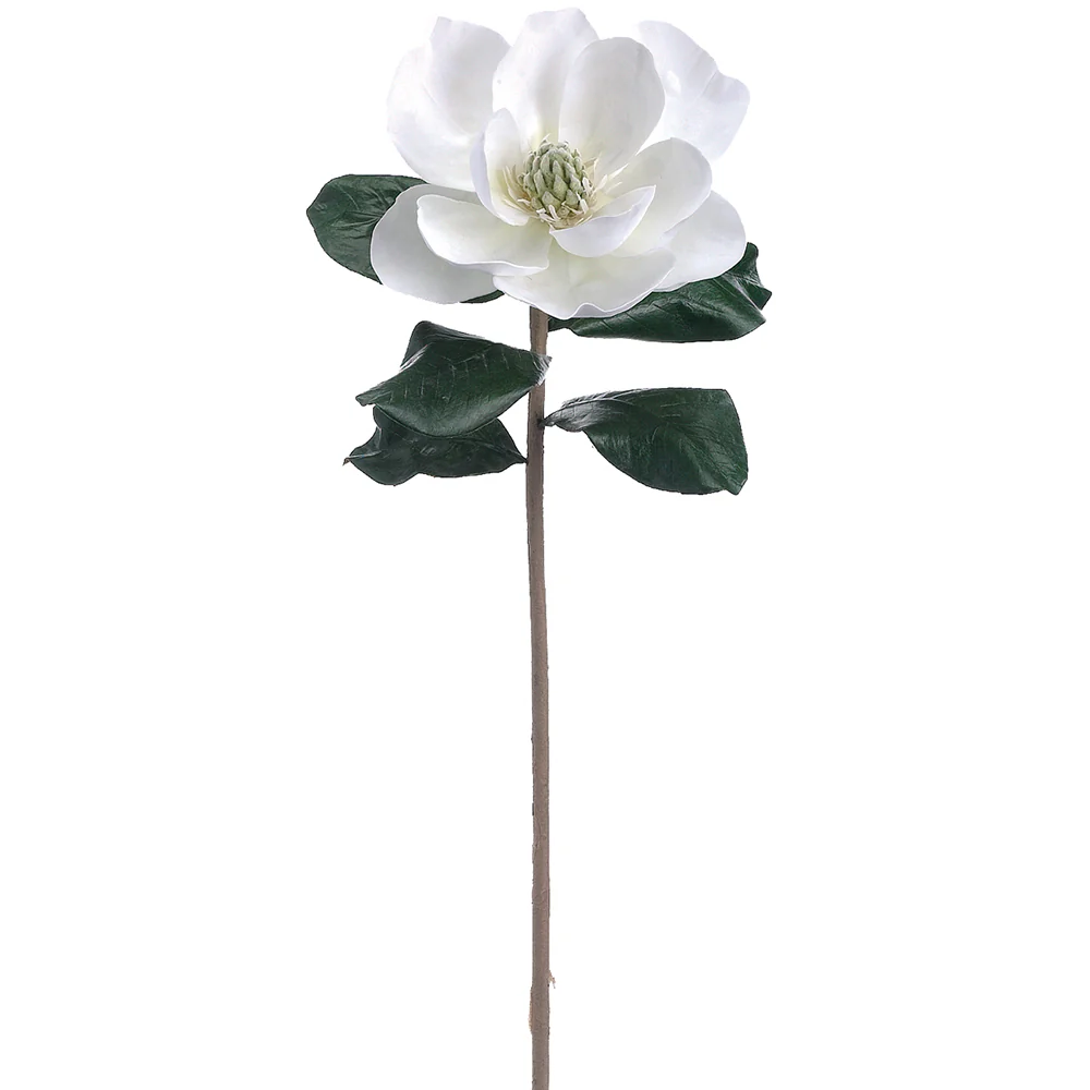 27" Hand-Wrapped Silk Magnolia Flower Spray -White (Pack of 6)