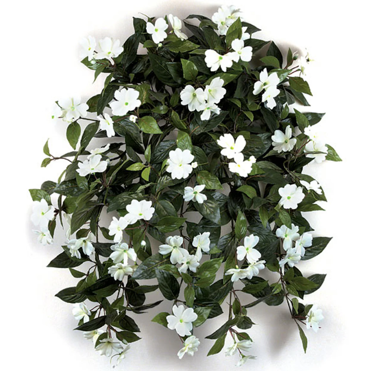 27" Hanging Silk Impatiens Flower Bush -White/Cream (Pack of 6)