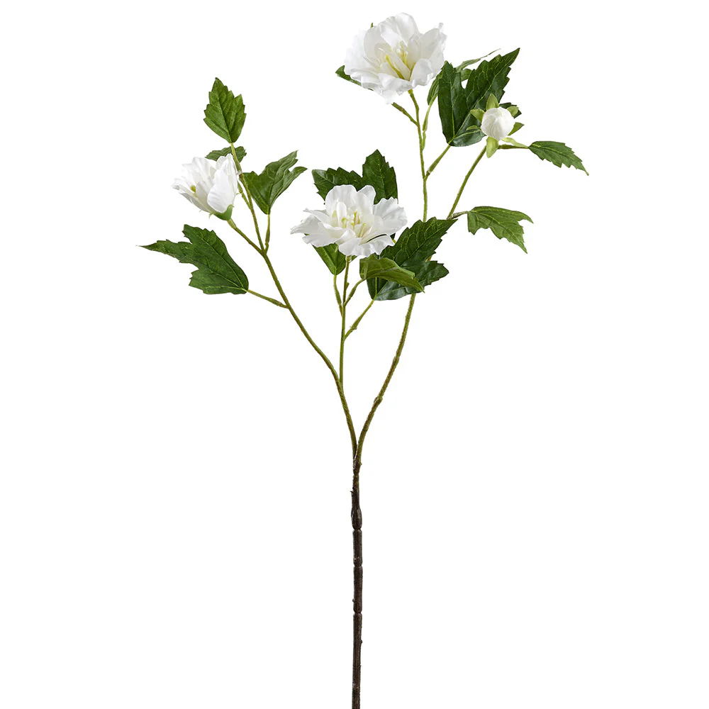 27" Hibiscus Silk Flower Stem -White (Pack of 12)