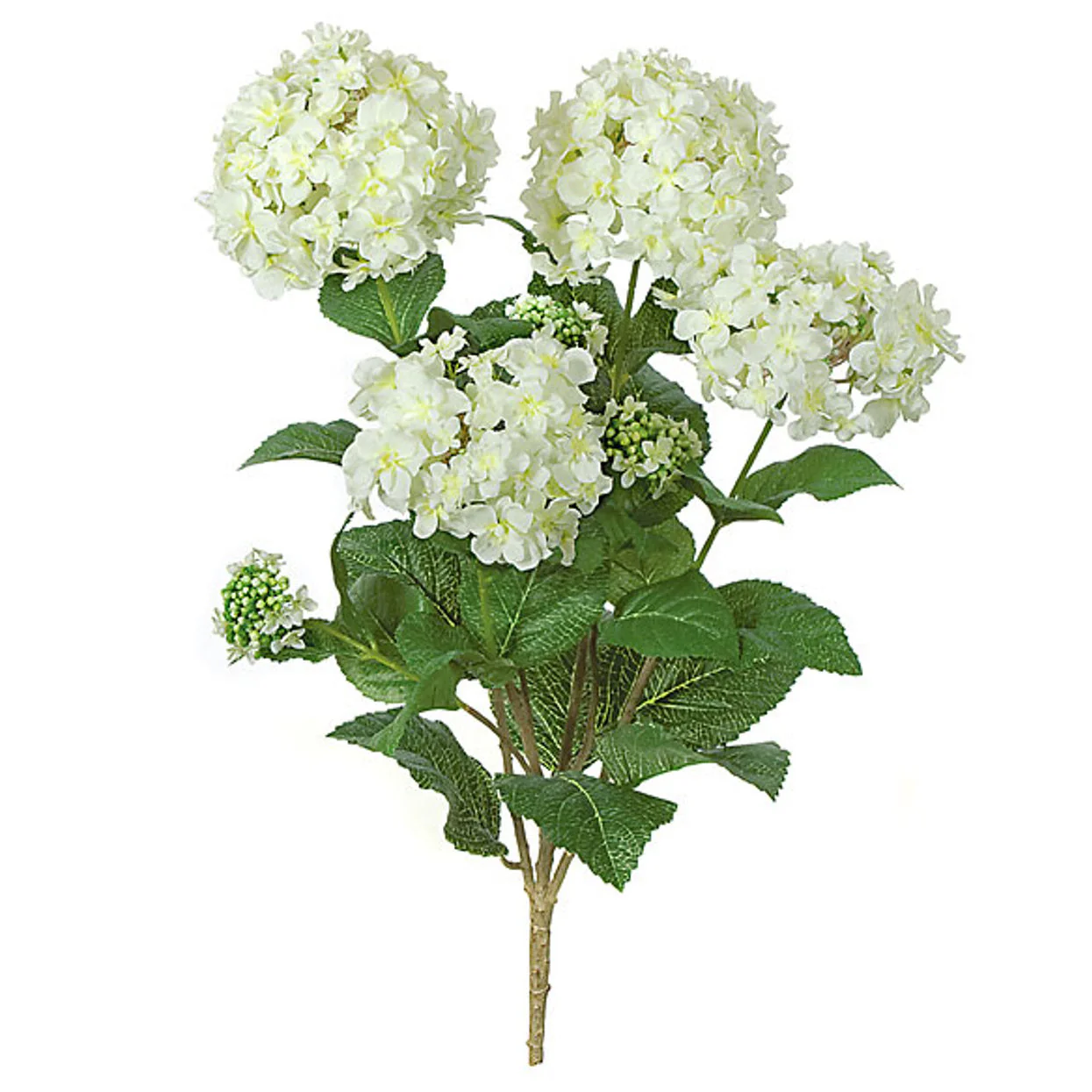 27" Hydrangea Silk Flower Bush -Cream/Yellow (Pack of 4)