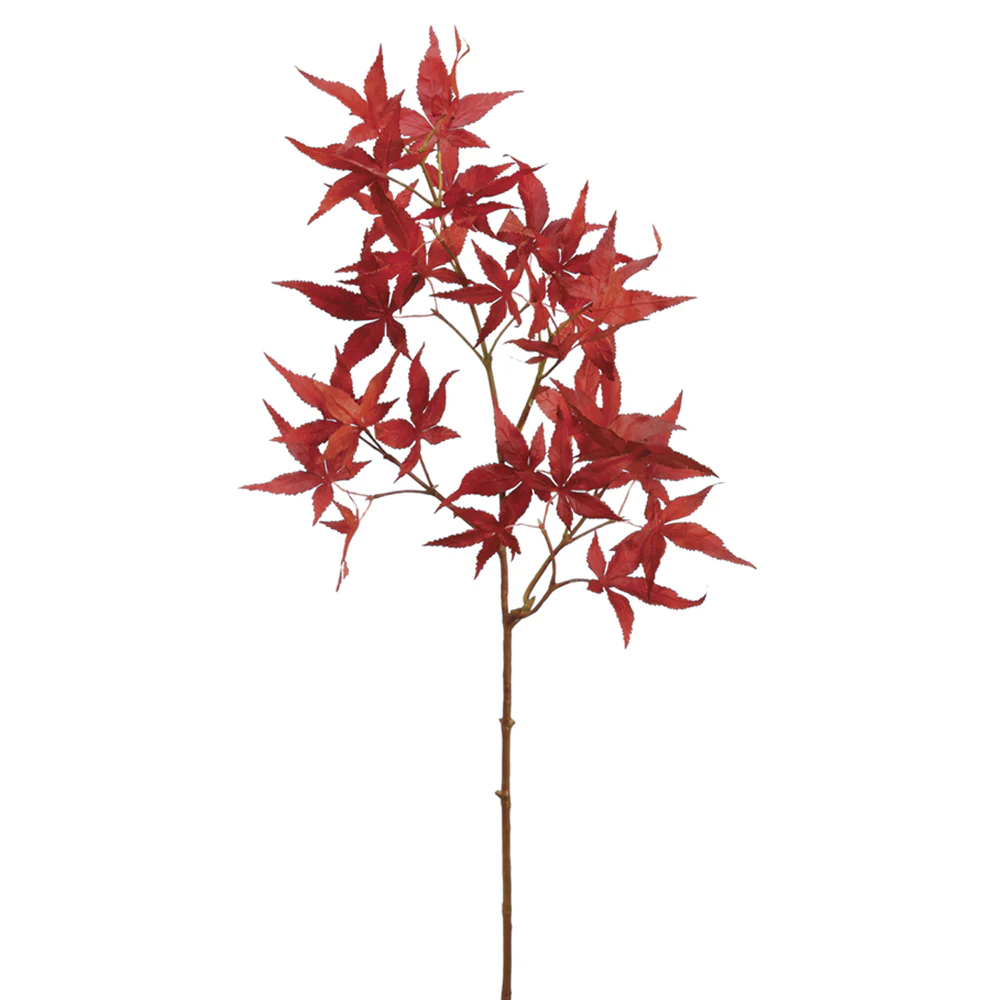 27" Japanese Maple Leaf Silk Stem -Dark Red (Pack of 12)