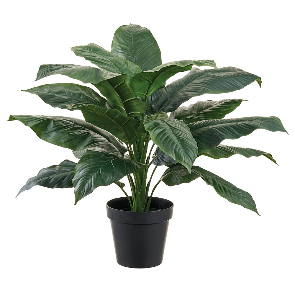 27" Outdoor UV-Resistant Artificial Peace Lily Spathiphyllum Leaf Plant -Green (Pack of 2)
