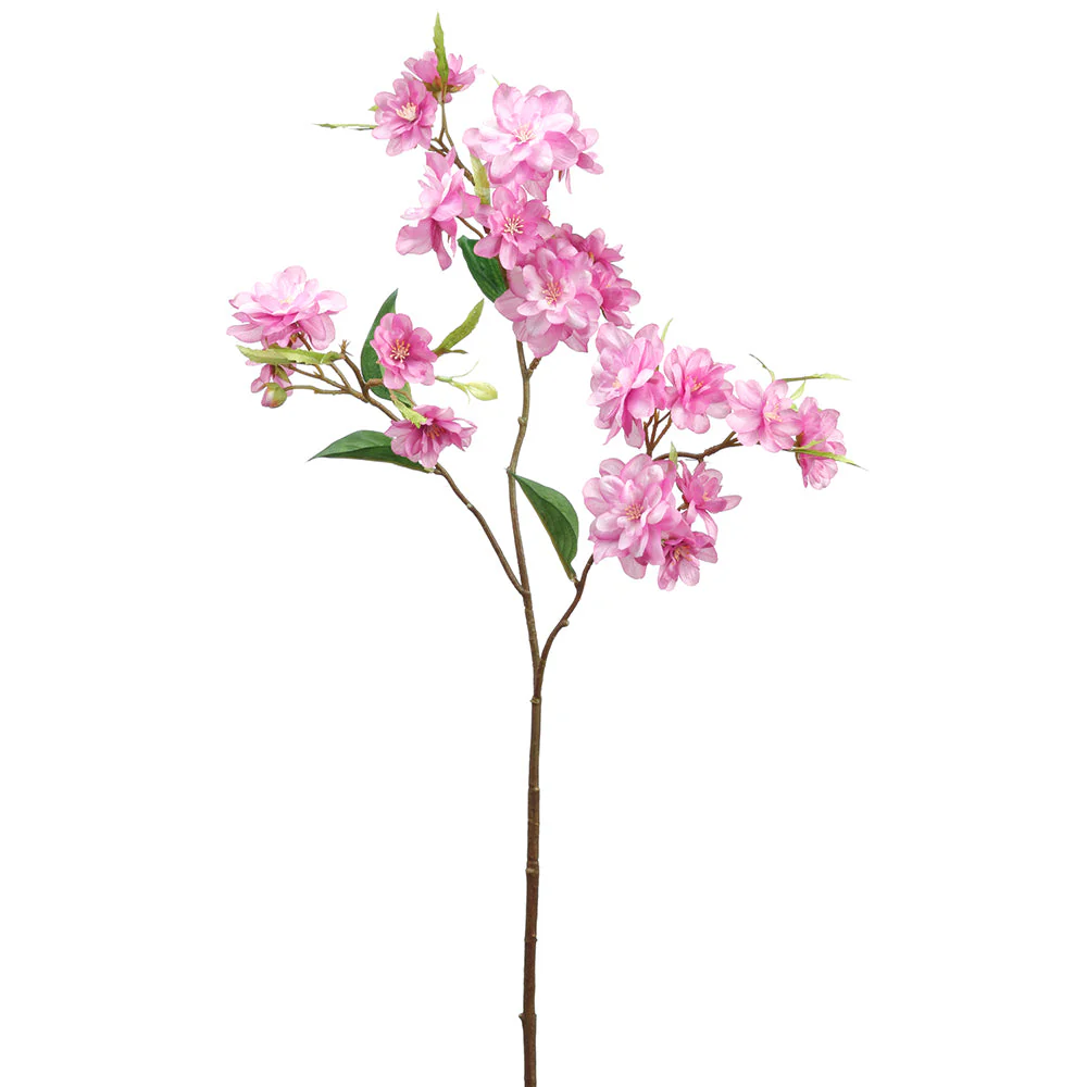 27" Peach Blossom Silk Flower Stem -Dark Pink (Pack of 12)