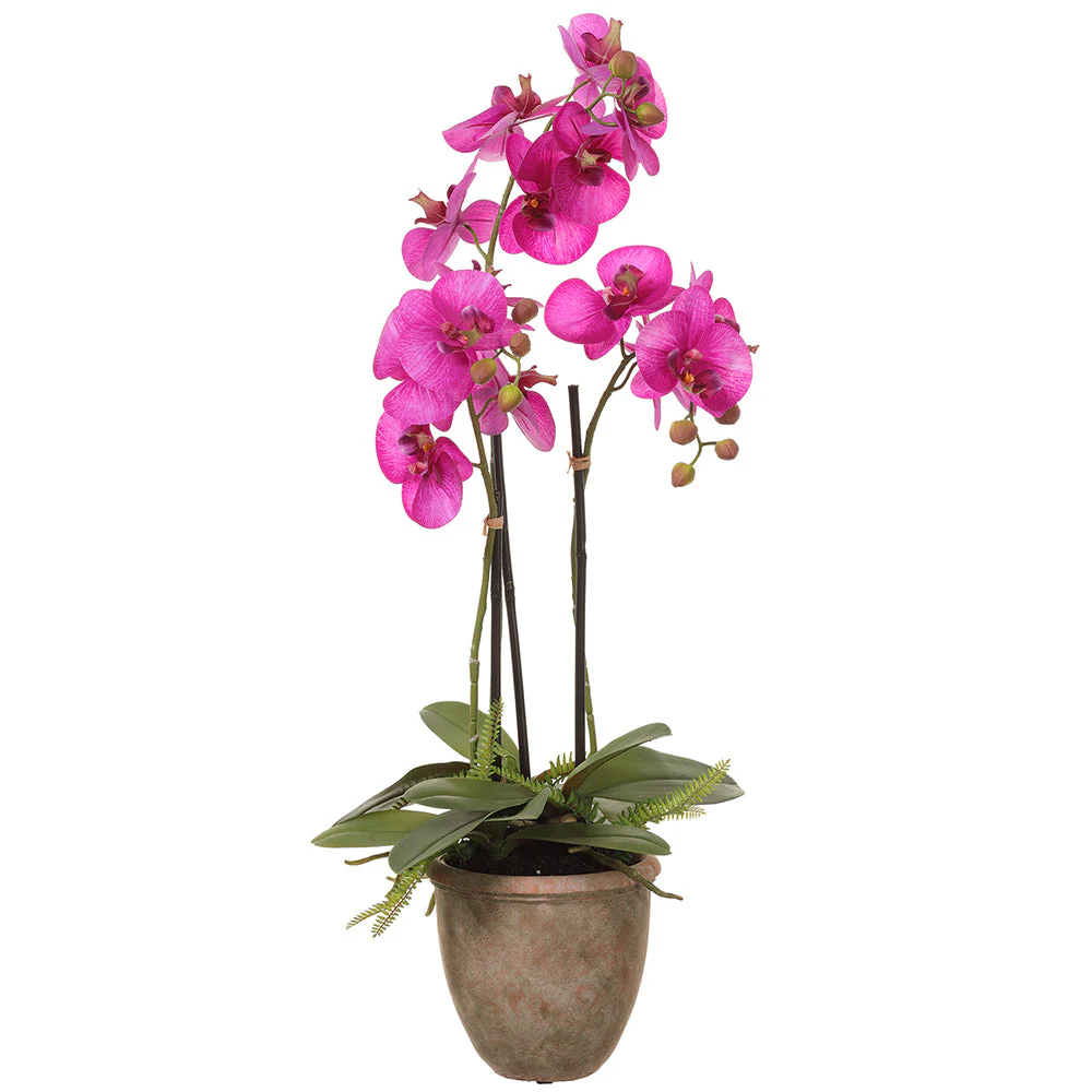 27" Phalaenopsis Orchid Silk Flower Arrangement w/Terra Cotta Pot -Orchid (Pack of 4)