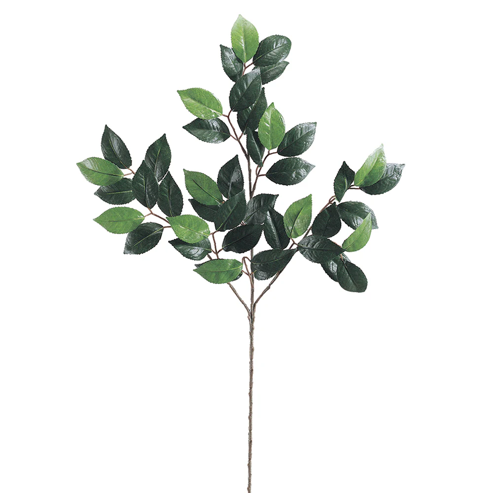 27" Silk Camellias Leaf Stem -2 Tone Green (Pack of 24)