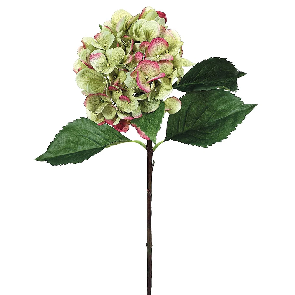 27" Silk Hydrangea Flower Spray -Green/Burgundy (Pack of 12)