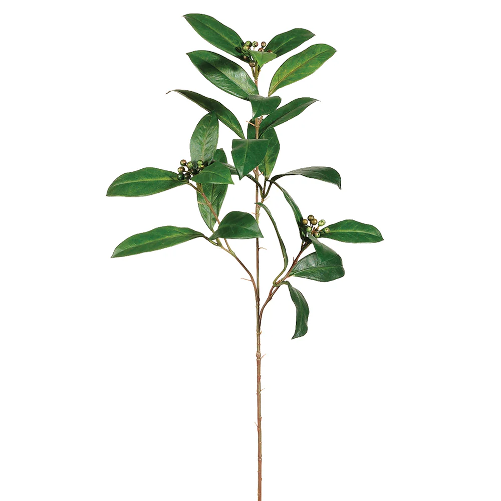27" Silk Laurel w/Berries Stem -Green (Pack of 12)
