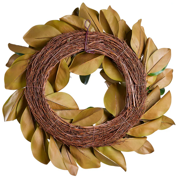 27" Silk Magnolia Leaf Wreath -Green (Pack of 2) - Image 2