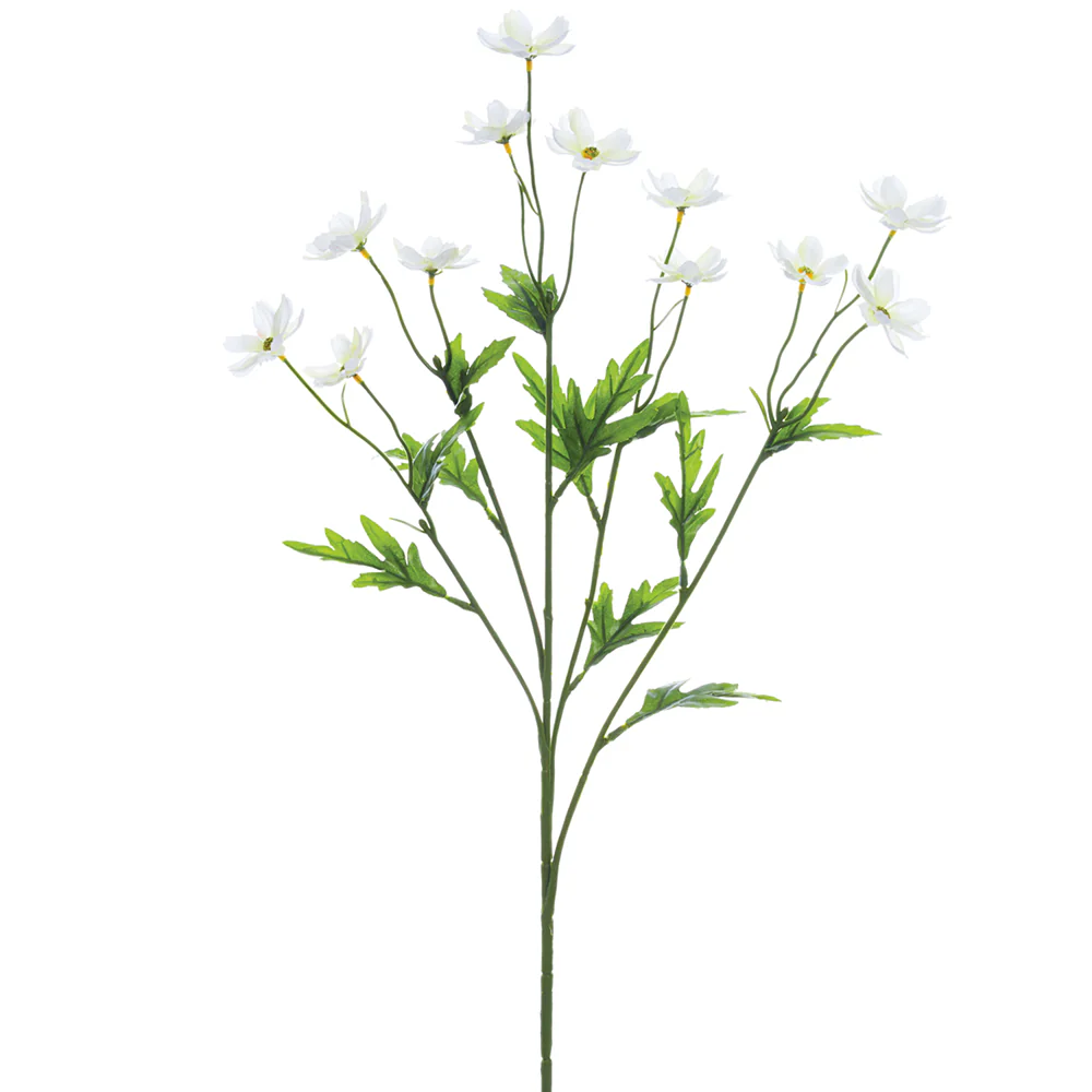 27" Silk Mini Cosmos Flower Spray -White (Pack of 12)