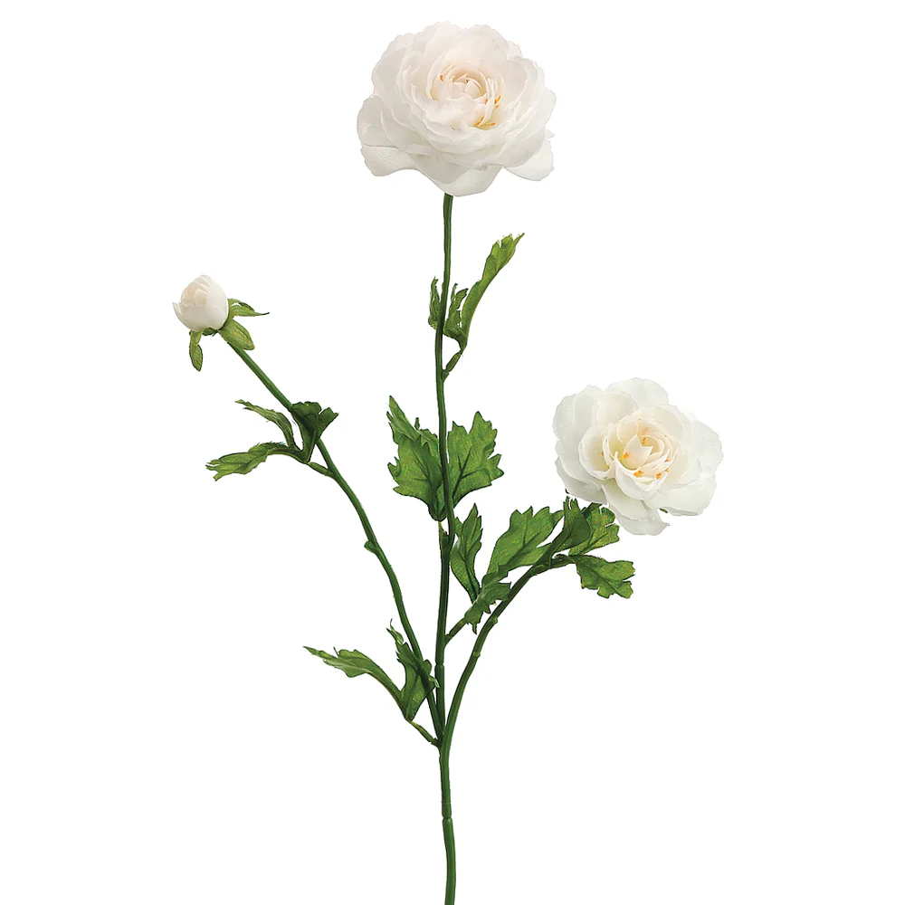 27" Silk Ranunculus Flower Spray -Cream (Pack of 12)