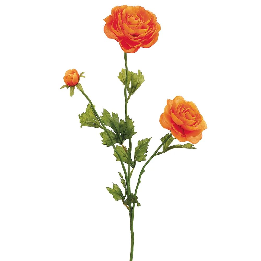 27" Silk Ranunculus Flower Spray -Orange (Pack of 12)