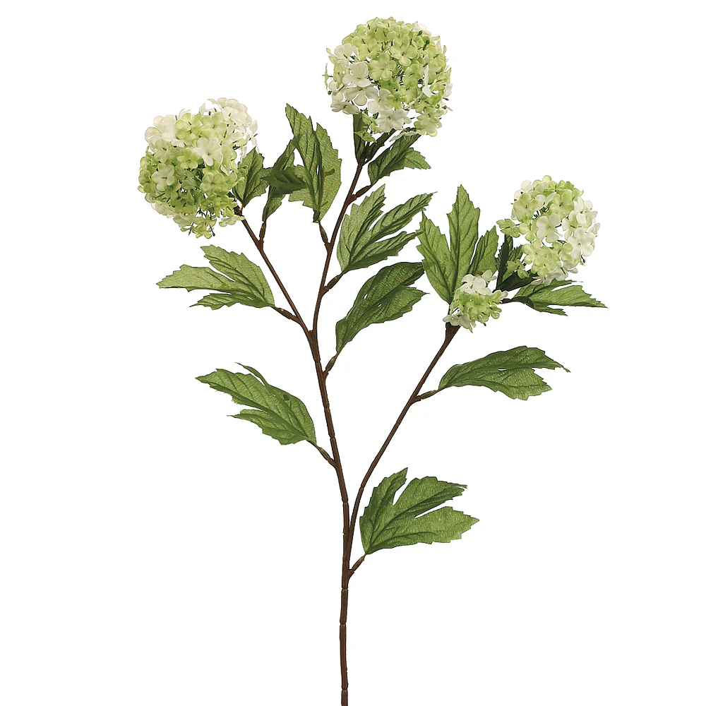 27" Silk Snowball Flower Spray -Light Green (Pack of 12)