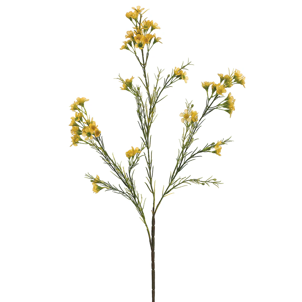 27" Silk Waxflower Flower Spray -Yellow (Pack of 12)