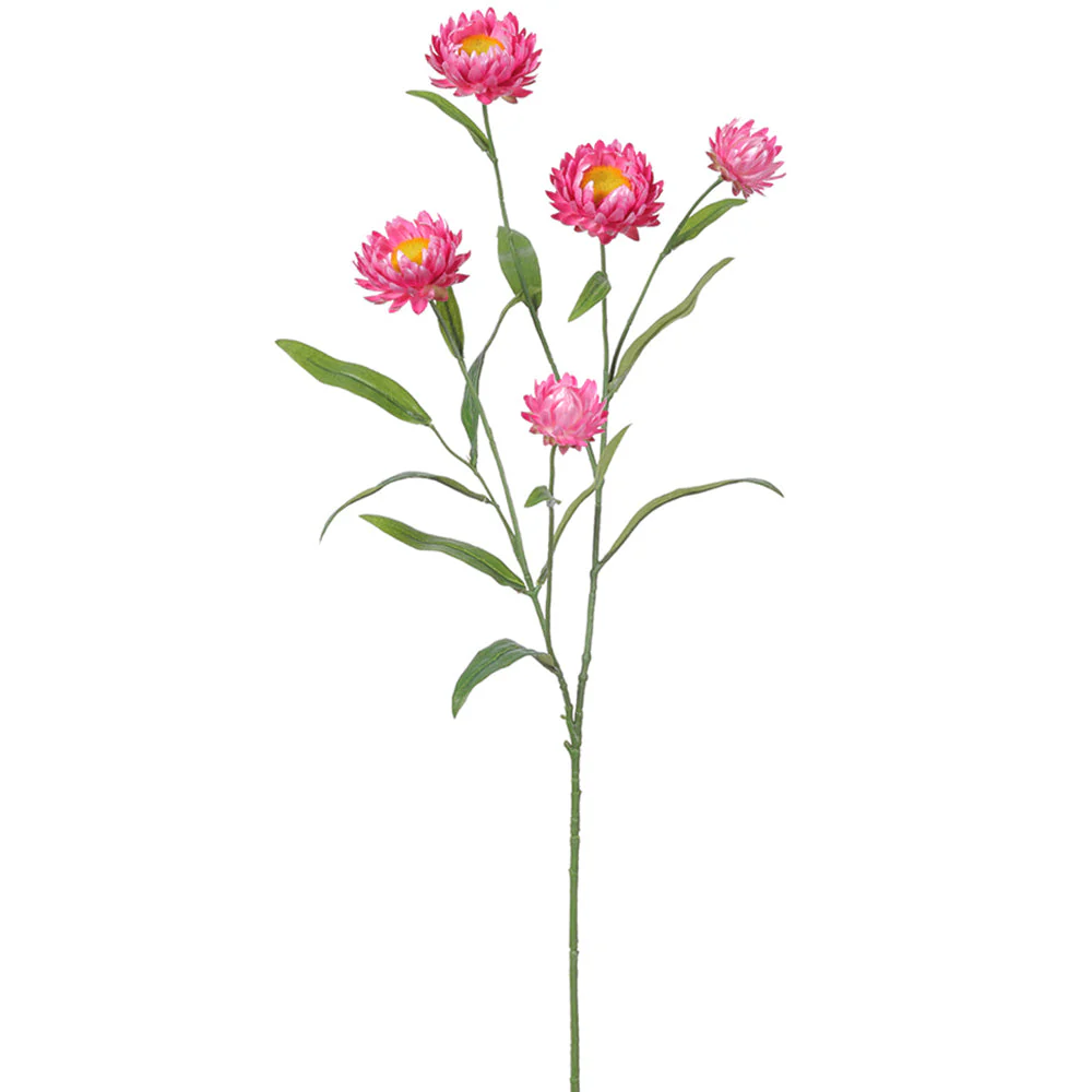 27" Strawflower Silk Flower Stem -Pink (Pack of 12)