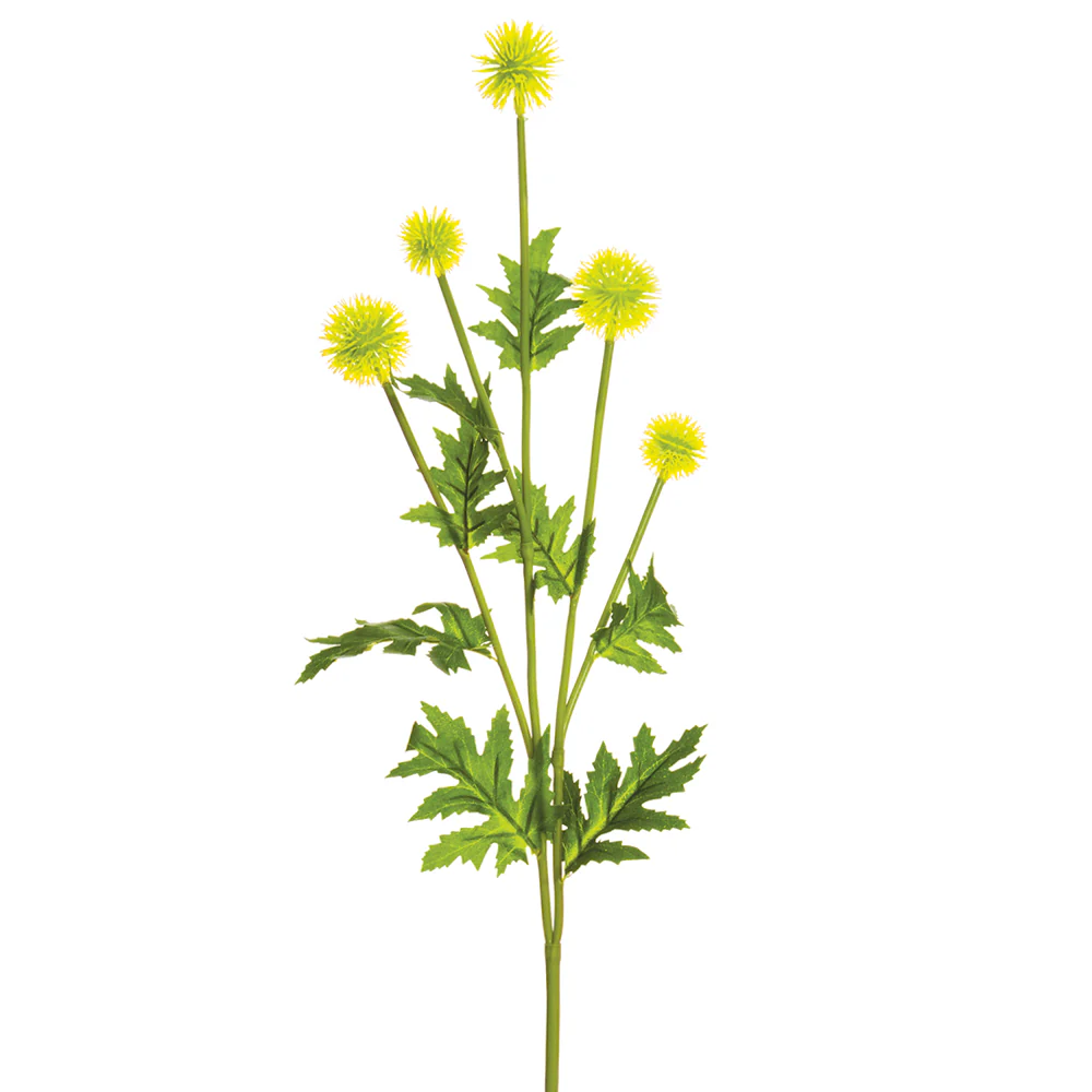 28.3" Globe Thistle Artificial Flower Stem -Yellow (Pack of 12)