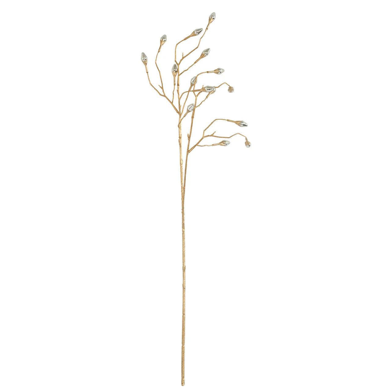 28" Artificial Beaded Stem -Silver (Pack of 12)