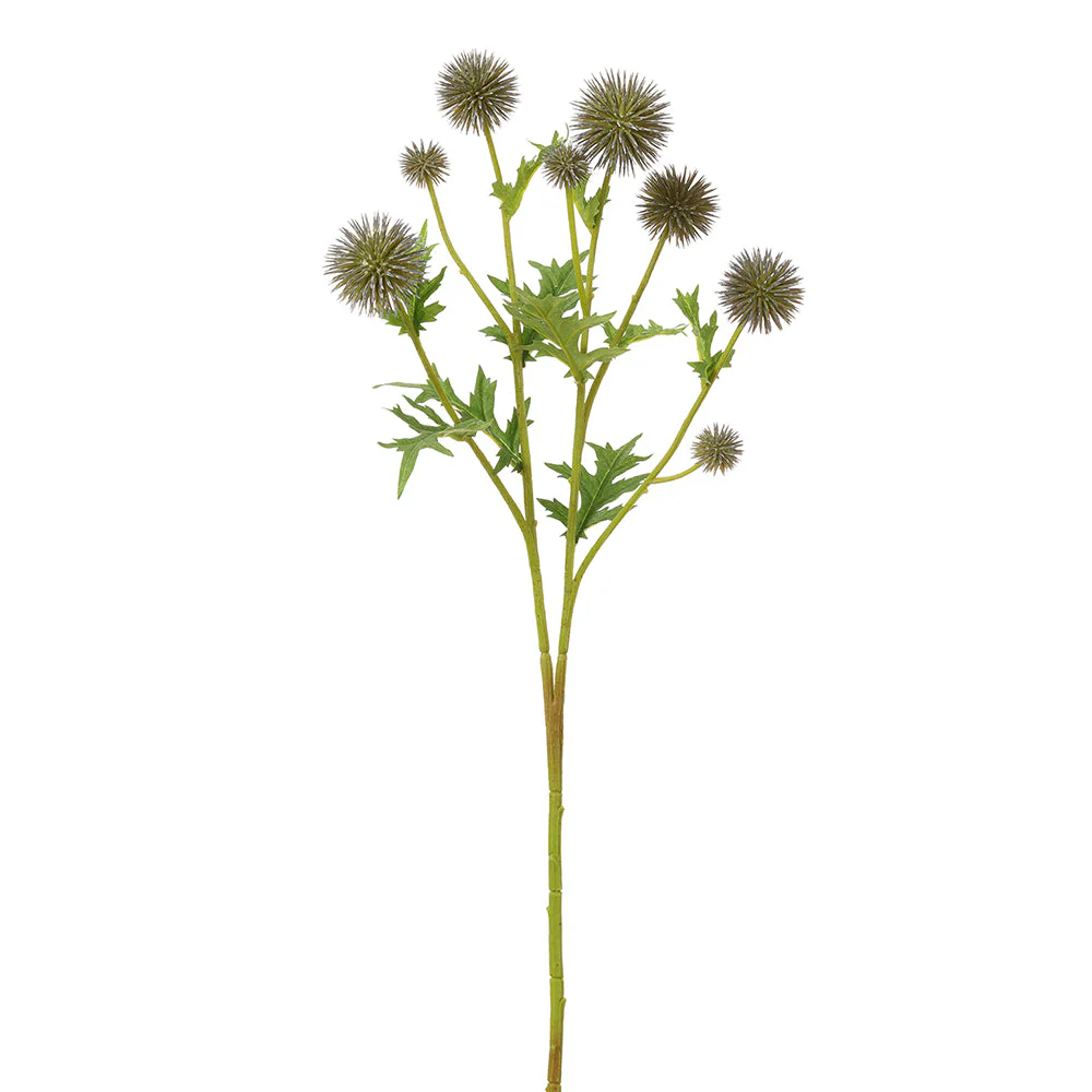 28" Artificial Globe Thistle Flower Stem -Gray/Green (Pack of 12)