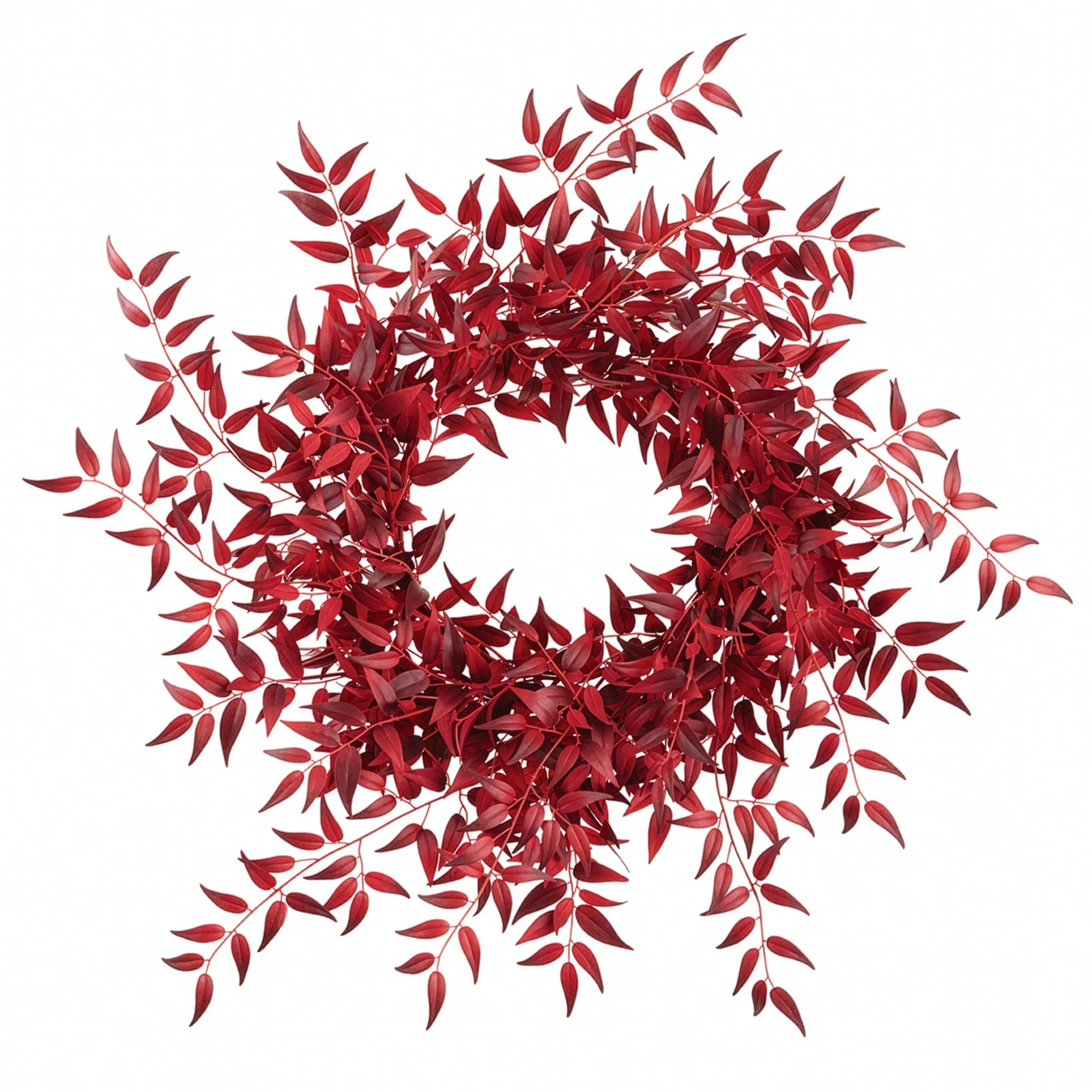 28" Artificial Italian Ruscys Leaf Wreath -Red