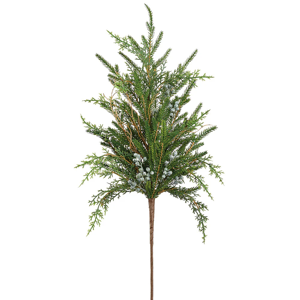 28" Artificial Juniper & Cypress Stem -Green (Pack of 12)