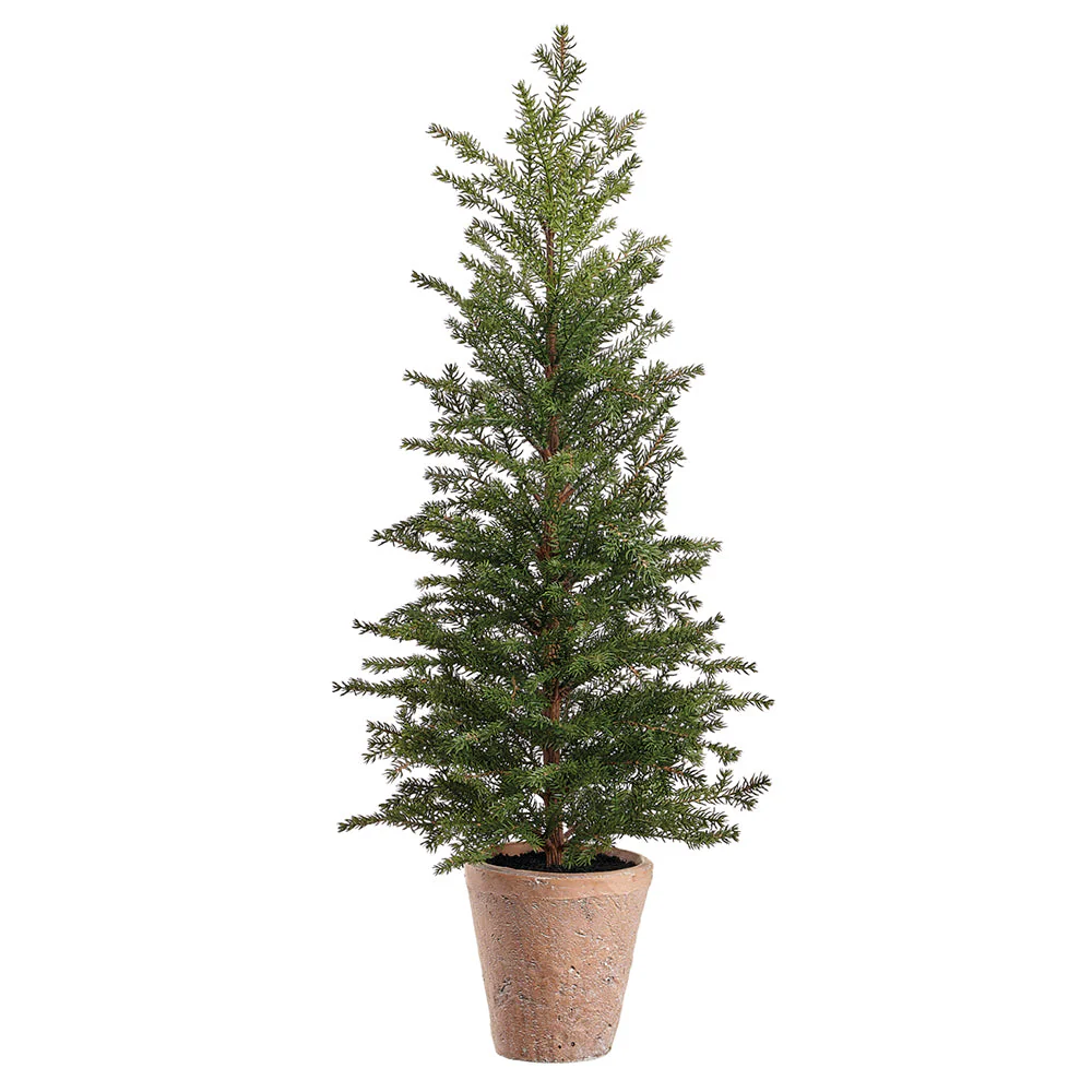 28" Artificial Pine Tree w/Cement Pot -Green (Pack of 4)