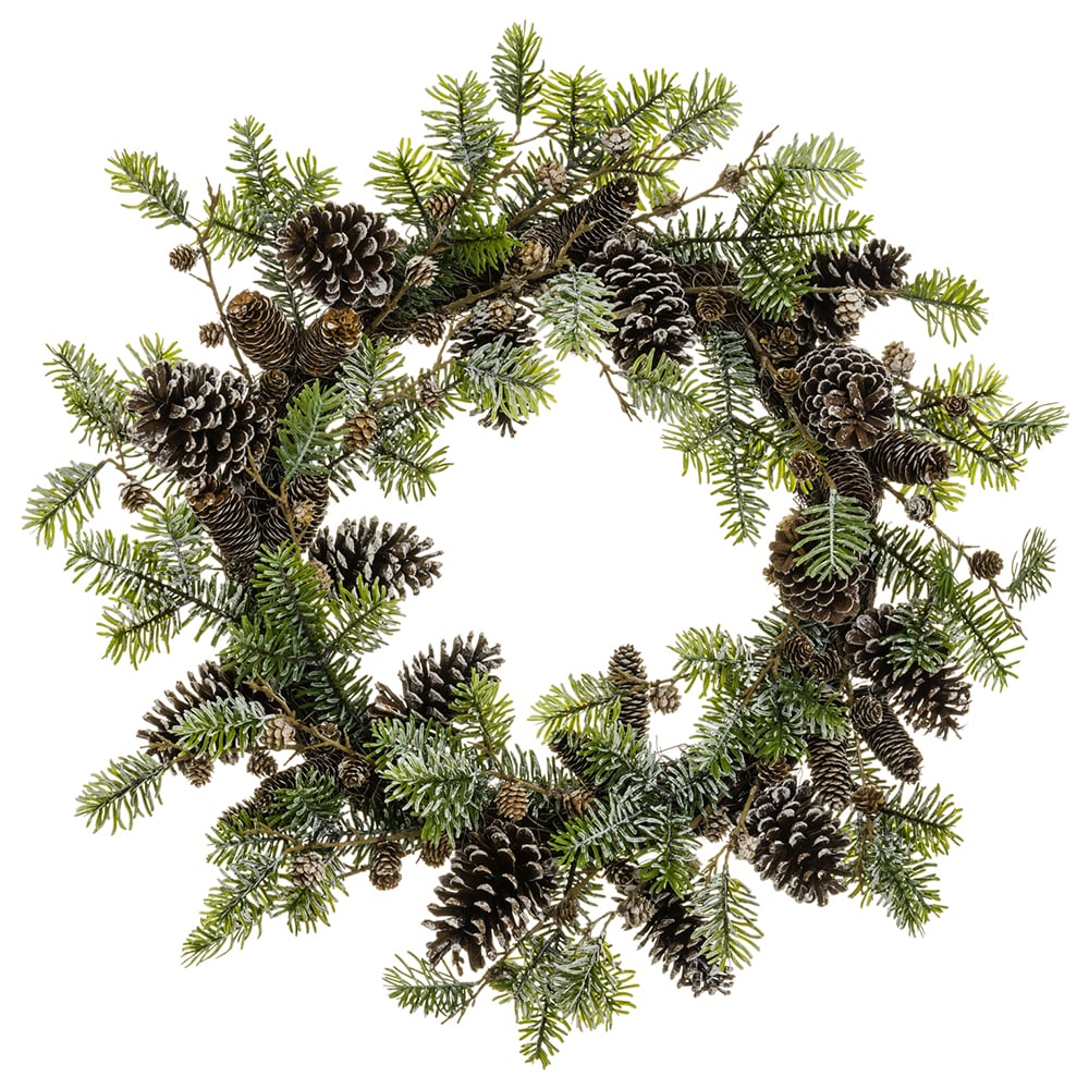 28" Artificial Pinecone & Norway Spruce Wreath -Green/Brown