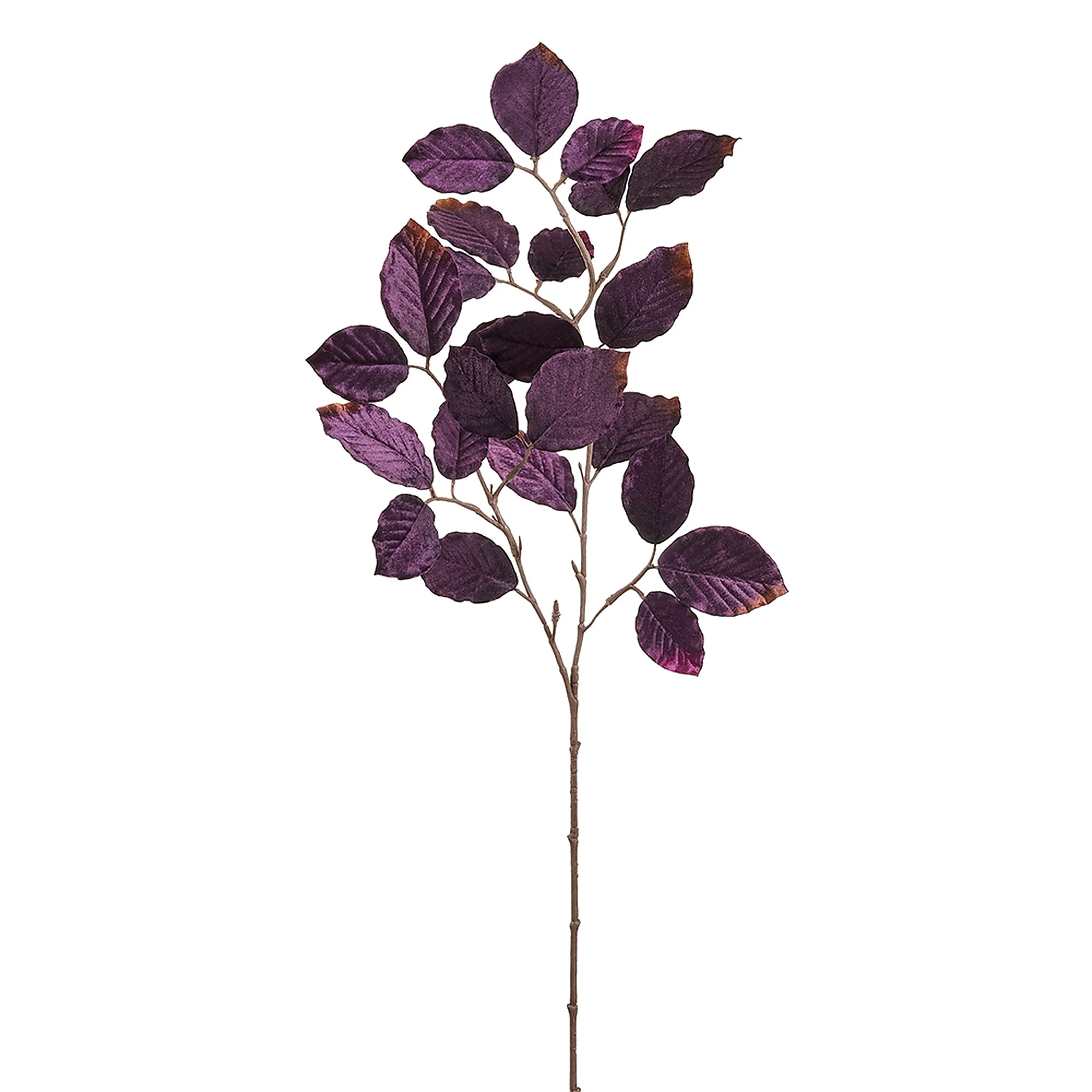 28" Artificial Velvet Beech Leaf Stem -Purple (Pack of 12)