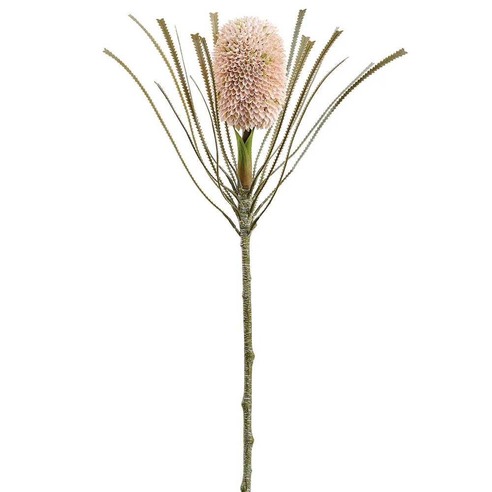 28" Banksia Protea Artificial Flower Stem -Soft Pink (Pack of 12)