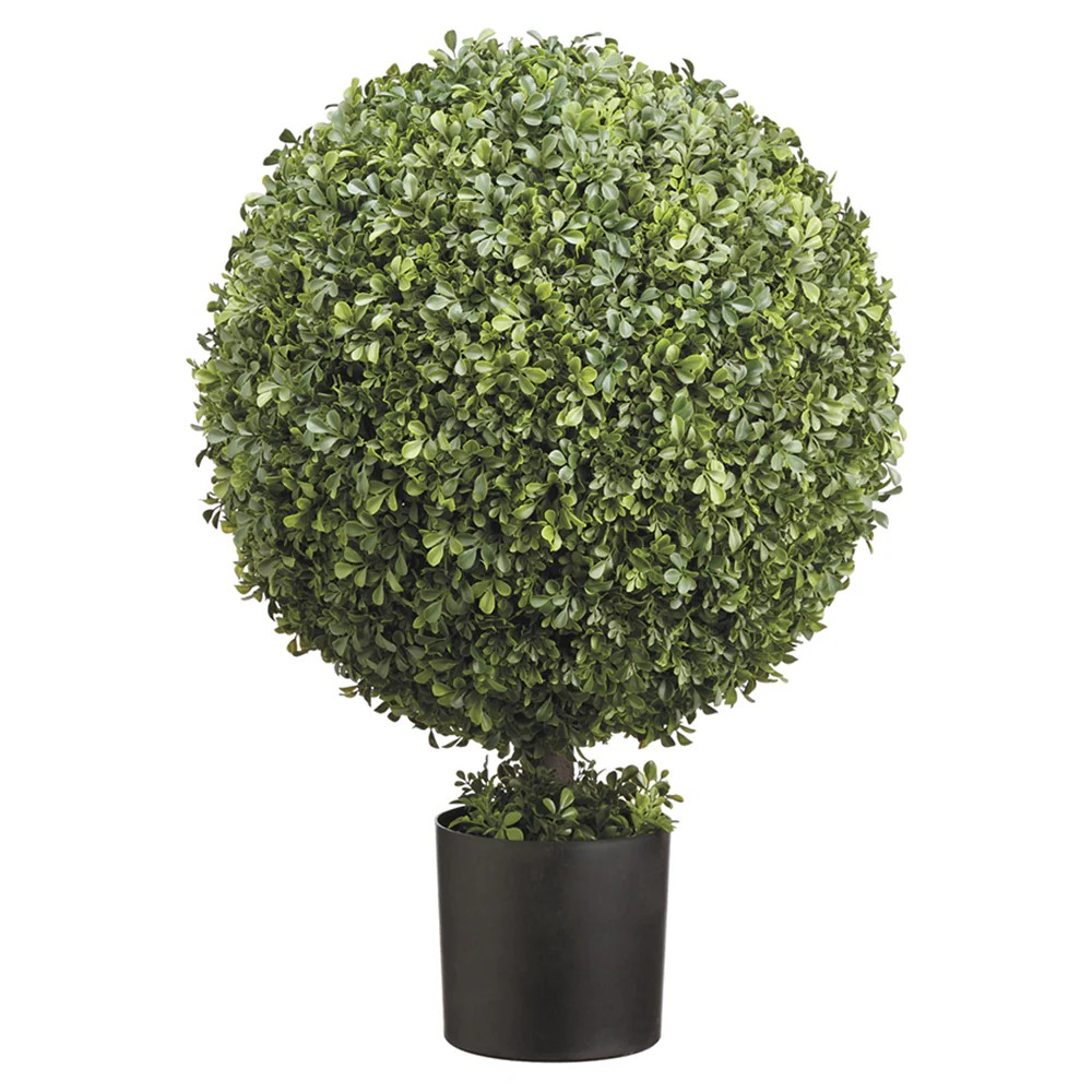 2'8" Boxwood Ball-Shaped Artificial Topiary Tree w/Pot -Green