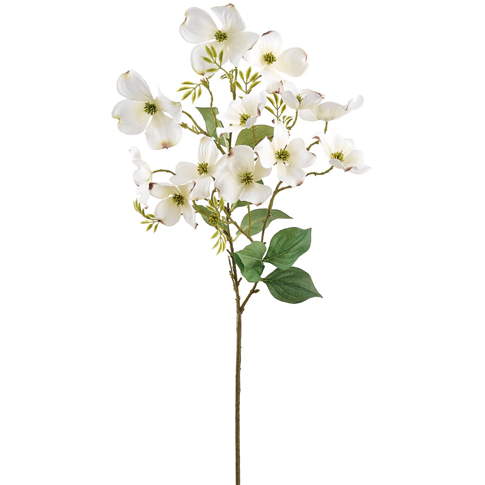 28" Dogwood Blossom Silk Flower Stem -White (Pack of 12)