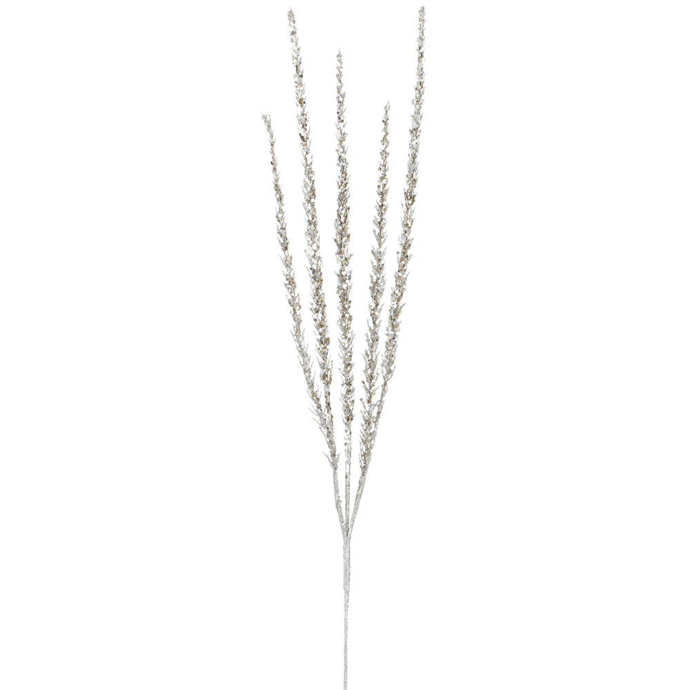 28" Glittered Artificial Foxtail Flower Stem -Champagne (Pack of 12)