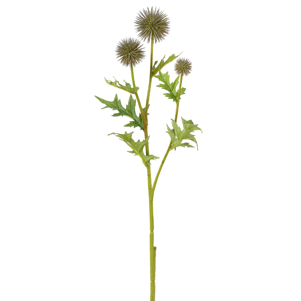 28" Globe Thistle Artificial Flower Stem -Gray/Green (Pack of 12)