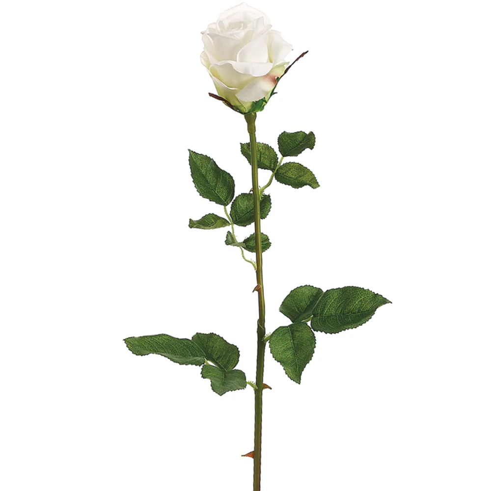 28" Hand-Wrapped Silk French Rose Flower Spray -Cream/Cerise (Pack of 12)