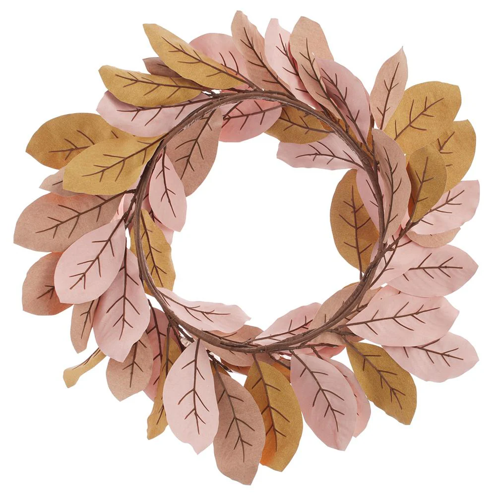 28" Metallic Artificial Magnolia Leaf Wreath -Bronze/Copper (Pack of 2) - Image 2