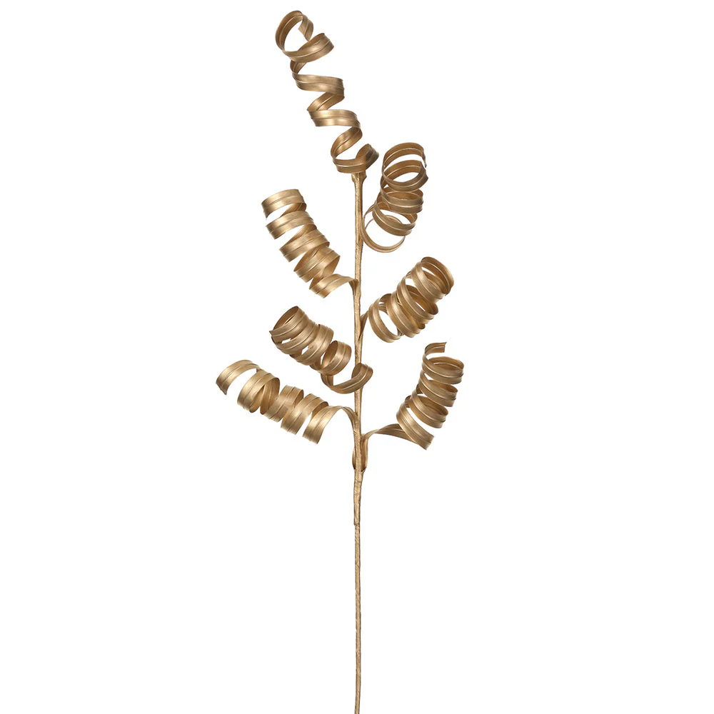 28" Metallic Artificial Spiral Grass Stem -Gold (Pack of 12)