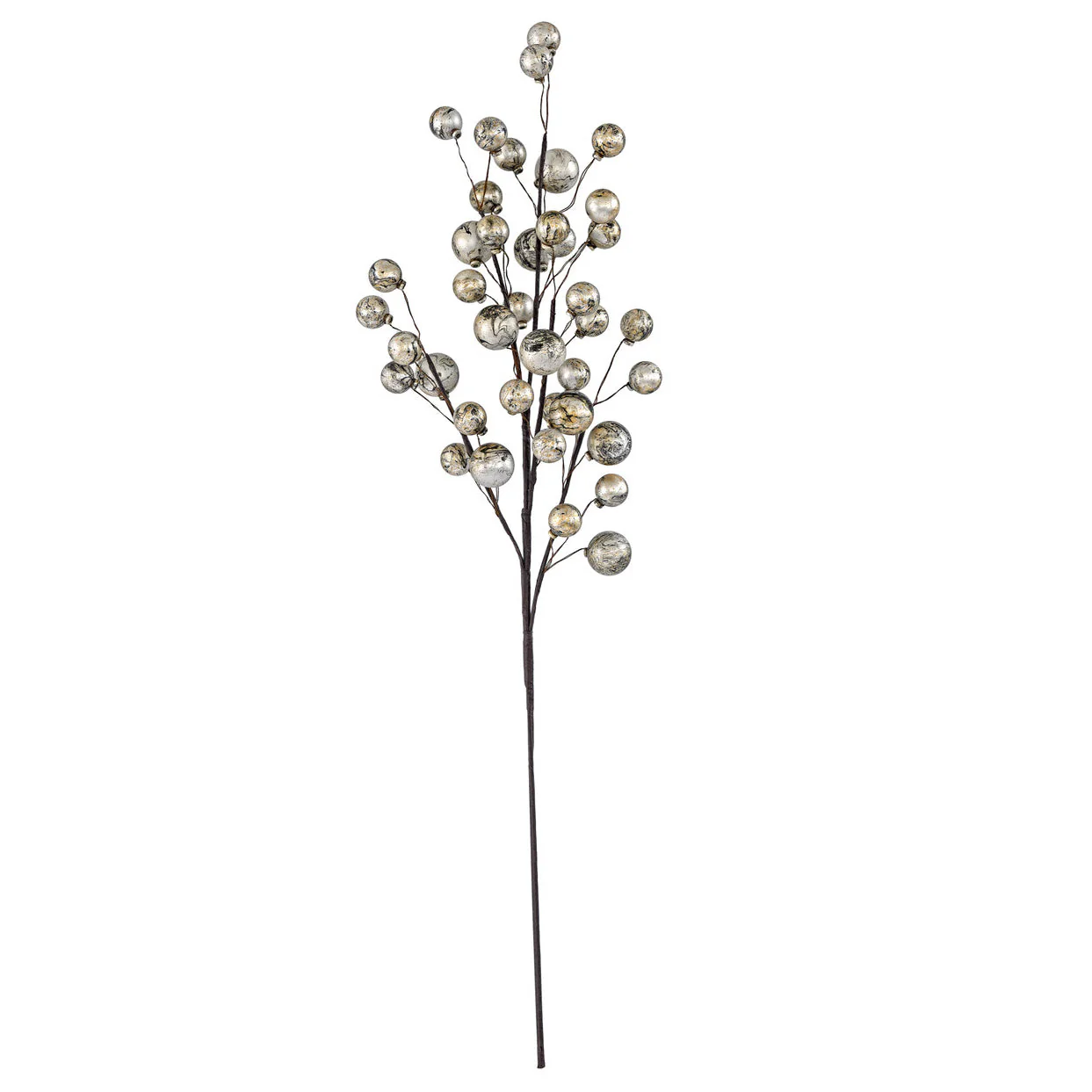 28" Metallic Christmas Ball Stem -Silver/Black (Pack of 6)