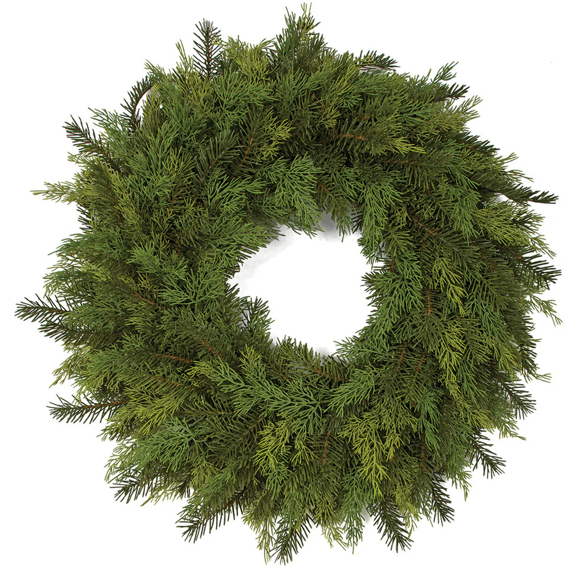 28" PE Artificial Mixed Pine Wreath -Green