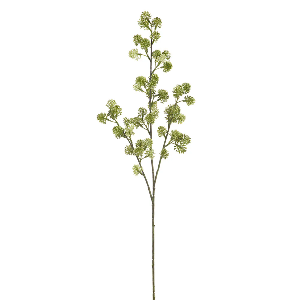 28" PE Soft-Touch Sedum Artificial Flower Stem -Cream/Green (Pack of 12)