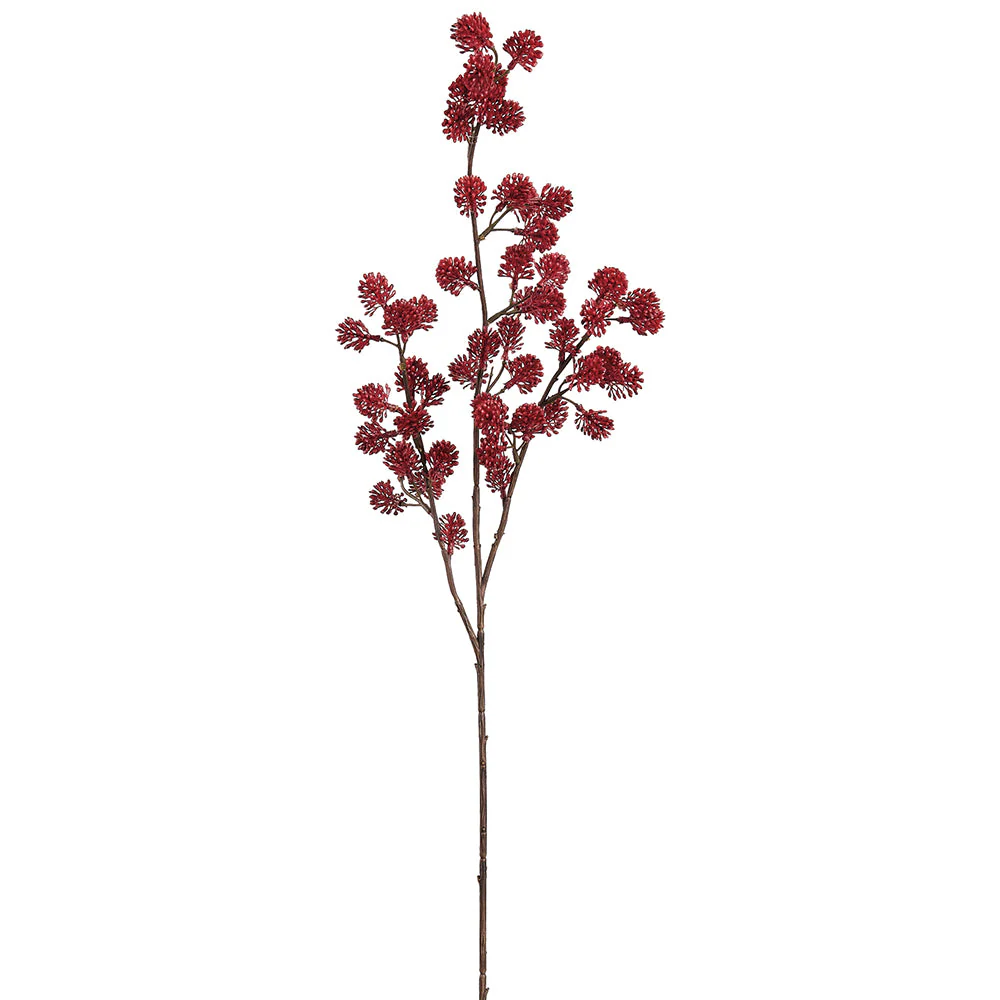 28" PE Soft-Touch Sedum Artificial Flower Stem -Red (Pack of 12)