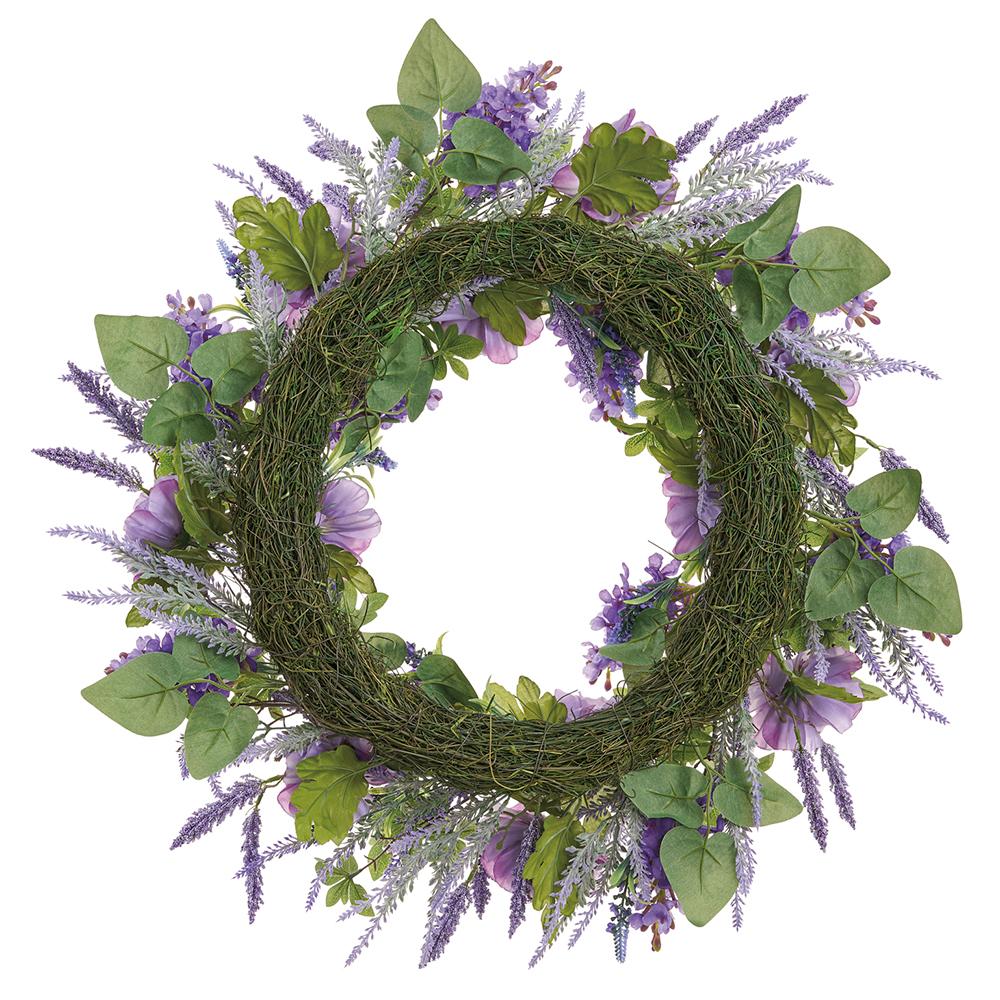 28" Ranunculus, Lilac & Lavender Silk Flower Wreath -Purple/Lavender (Pack of 2) - Image 2