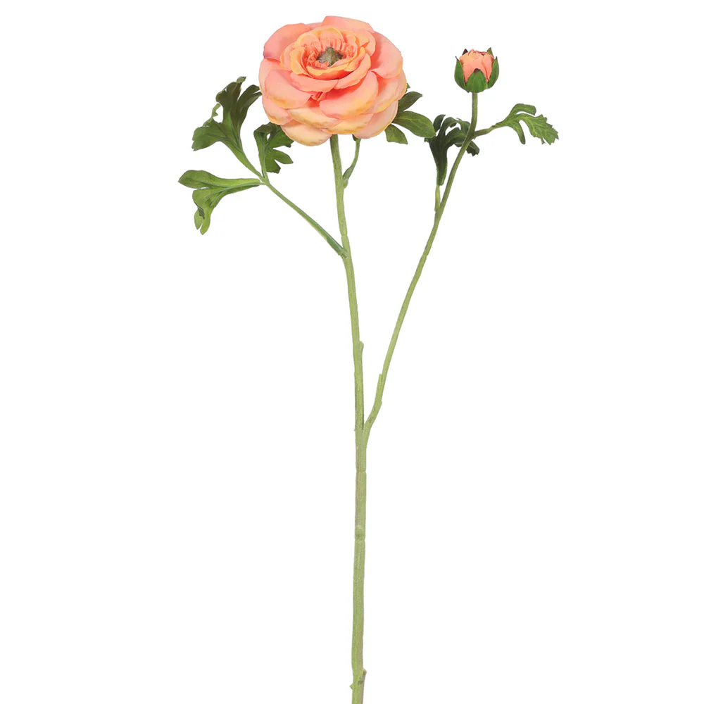 28" Ranunculus Silk Flower Stem -Salmon (Pack of 12)