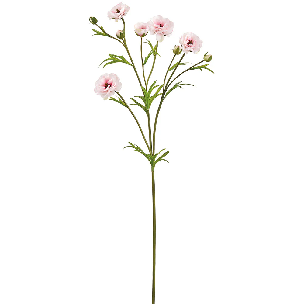 28" Real Touch Ranunculus Silk Flower Stem -Blush/Pink (Pack of 12)