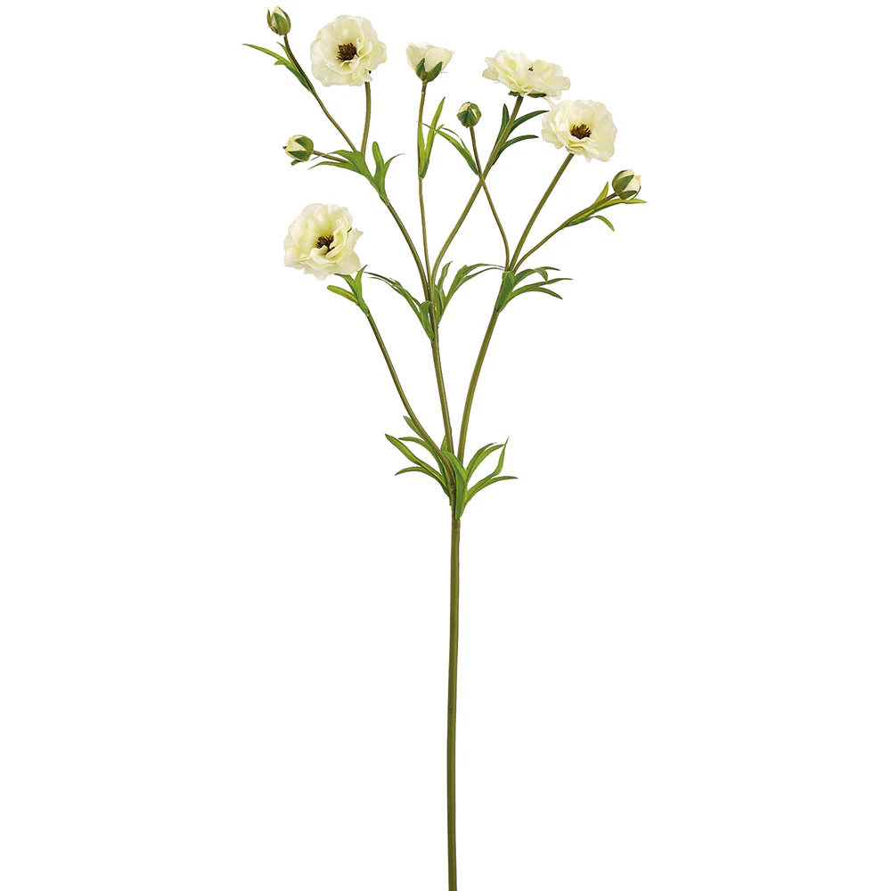 28" Real Touch Ranunculus Silk Flower Stem -Light Yellow (Pack of 12)